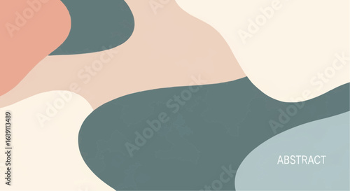 Abstract background with organic, flowing shapes in a soft, muted pastel color palette.