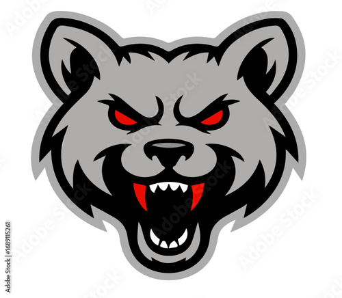 Aggressive wolf head illustration for mascot and sports team designs