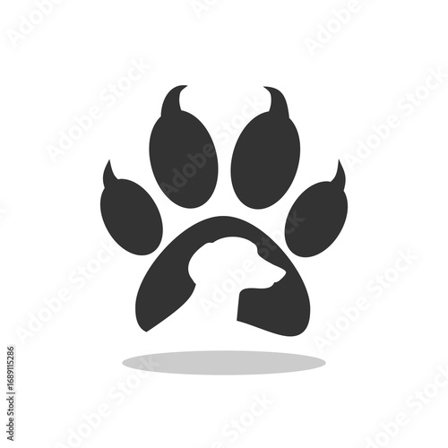 Pet paw logo icon with shadow