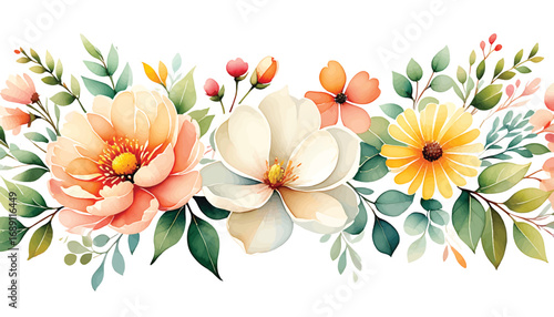 Elegant Watercolor Floral Border A Delicate Design for Invitations and Decor