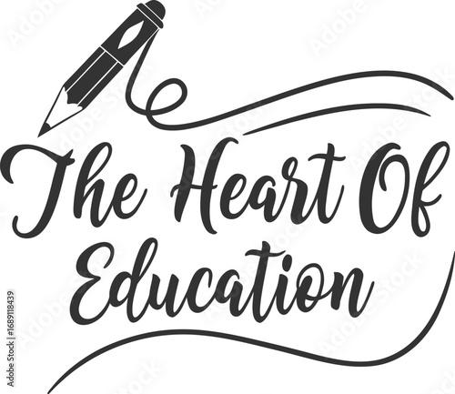 Happy Teacher's day hand sketched lettering decorated by brush hand drawn heart. 