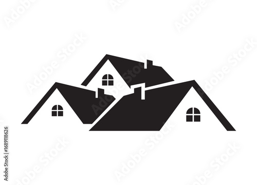 Real estate concept with a house icon vector and building symbols