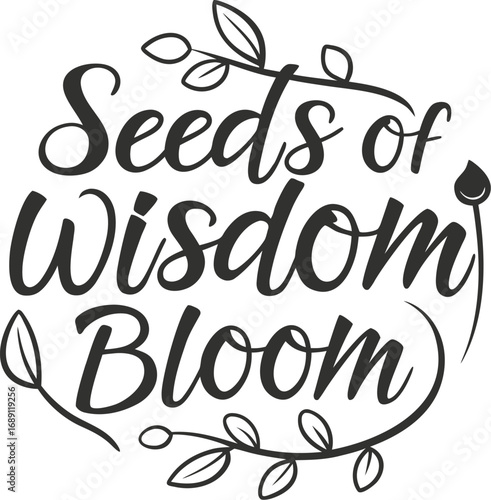 Vector art of seeds of wisdom bloom logo, representing growth, knowledge, and the blossoming of understanding