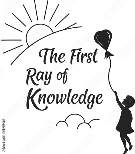 Vector art of the first ray of knowledge design, symbolizing the dawn of education and enlightenment for children