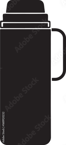 water bottle silhouette, vector and illustration, black and white