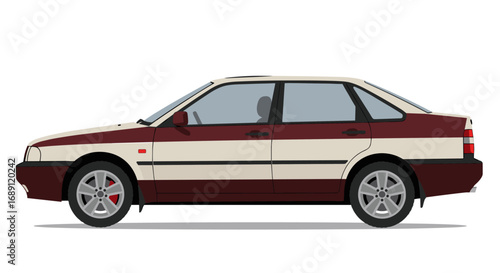 Classic sedan side view in retro two-tone design