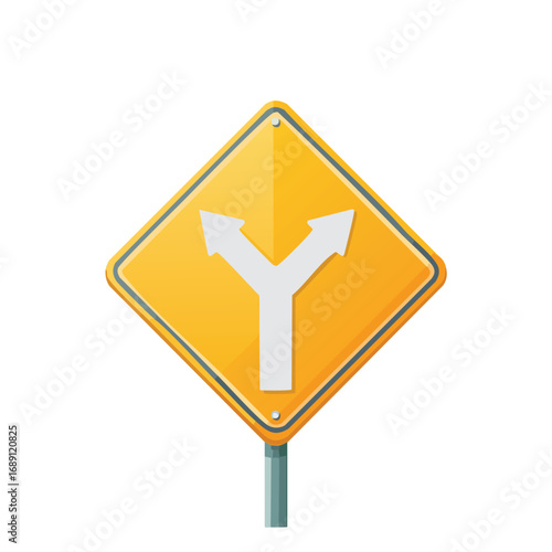 Y Intersection Traffic Warning Sign – AI Generated
