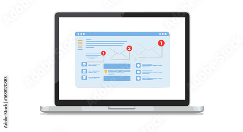 Digital communication notifications on laptop screen