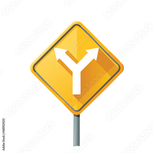 Split Road Sign with Two Arrows Left and Right – AI Generated