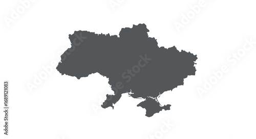 Minimalist silhouette of ukraine map in dark grey on white background