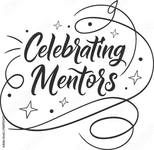 Vector art of celebrating mentors with stars and swirls for a mentor appreciation or recognition event design