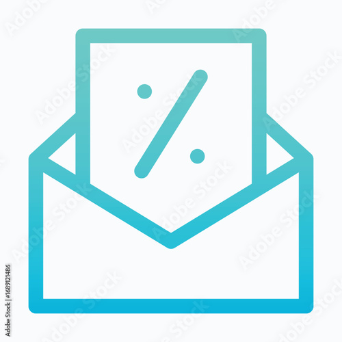 Email Marketing Discount Promotion Isolated Vector Lineal Gradient Style Icon