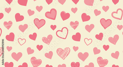 Playful heart pattern on cream background for valentine's day decor