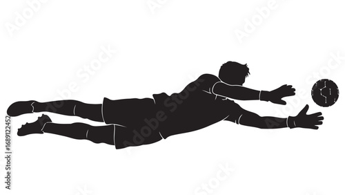 Soccer Goalkeeper Diving to Save Ball