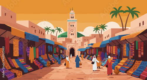 Cozy market stroll in the heart of a lively moroccan bazaar