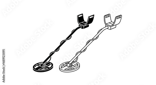 metal detector icon, treasure hunting device, gold finder vector, security scanner illustration, underground search equipment, archeology tool vector, lost item finder, exploration device graphic, rel