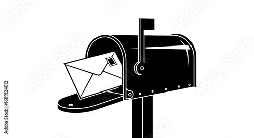mailbox vector, letter in mailbox illustration, postal service icon, mail delivery symbol, postbox clipart, communication icon, message delivery vector, traditional mail symbol, postal envelope illust