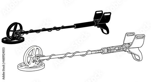 metal detector icon, treasure hunting device, gold finder vector, security scanner illustration, underground search equipment, archeology tool vector, lost item finder, exploration device graphic, rel