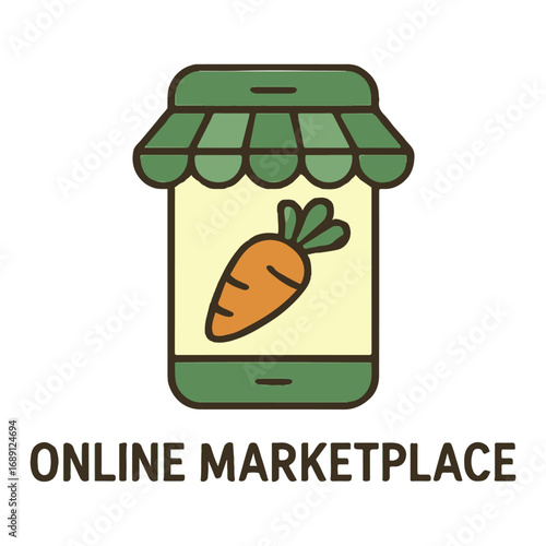 Online marketplace app with carrot icon for fresh produce