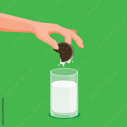 Chocolate Cookie Dipped in Milk