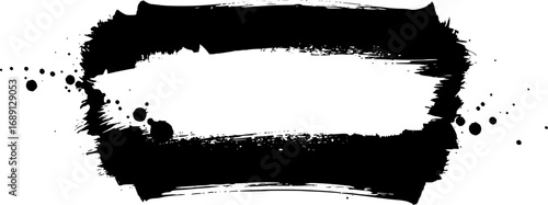 Grunge badge brush, hand drawn black sticker
