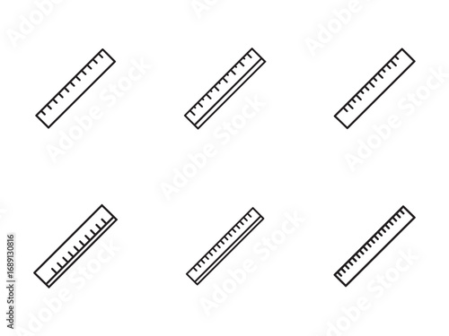 Ruler Line Art Collection for Measurement and Precision in Design and Education Featuring Accurate Scales and Linear Dimensions for Technical Drawings