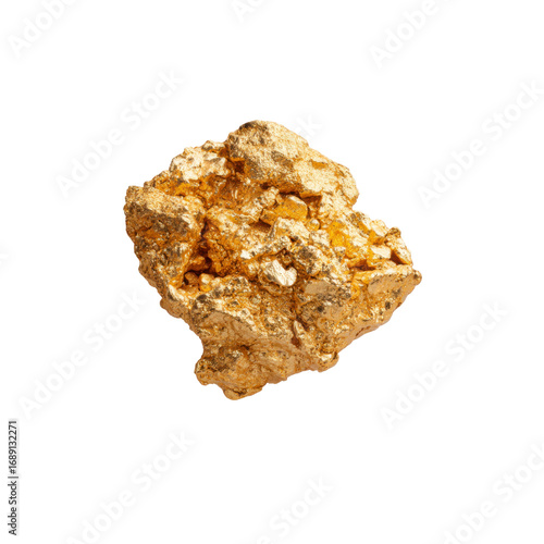 Lumpy Gold Nugget, Raw Gold, Close-up Studio Shot