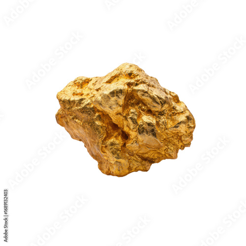 Luminous Gold Nugget Raw Gold Specimen on Black Background