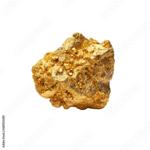 Luminous Gold Nugget Raw Gold Specimen on Black Background
