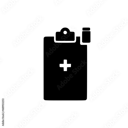 Vector Illustration of Clipboard and Medical Plus Symbol for Hospital Forms and Health Care UI