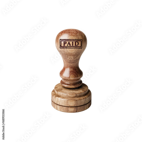 Wooden Paid Stamp - Approval, Payment Confirmation, Business Concept
