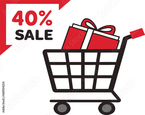 Discount and Offer concept black Friday shopping cart vector on transparent background