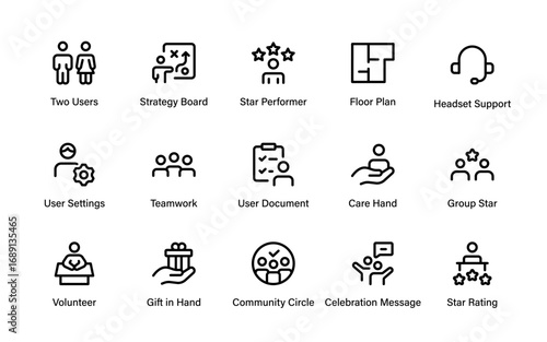 Professional corporate line icon pack, modern human resources and business people vector outline collection with simple creative minimal style
