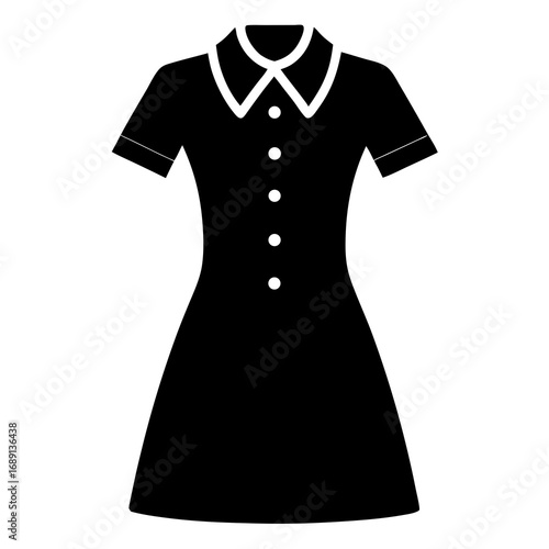Black Silhouette Shirt Dress Vector Illustration on White Background