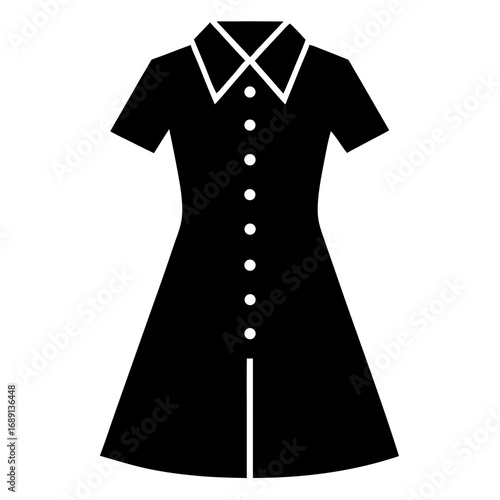 Black Silhouette Shirt Dress Vector Illustration on White Background