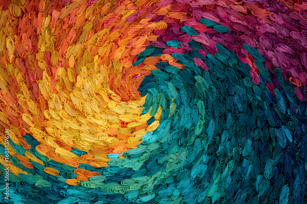 Obraz premium Abstract swirl of vibrant colors creating a dynamic and mesmerizing pattern with smooth transitions and textures, evoking a sense of energy and flow.