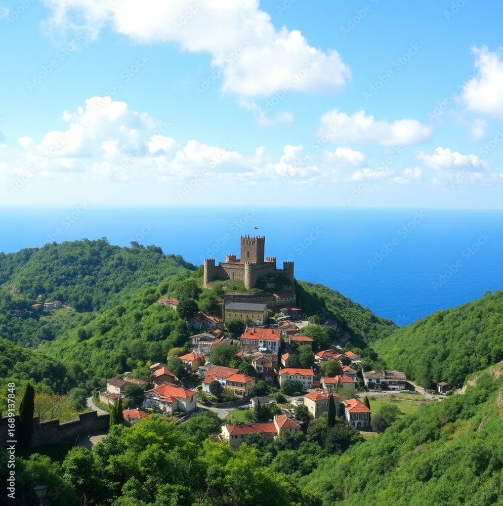 Naklejka premium landscape italy europe architecture sky church town
