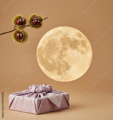 추석 밤, 결실과 감사의 보자기 선물
Chuseok Night, A Bojagi Gift of Harvest and Gratitude