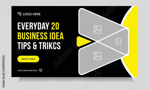 Best video tutorial thumbnail design for business idea, customizable vector video thumbnail design, product concept video cover, editable vector eps 10 file format