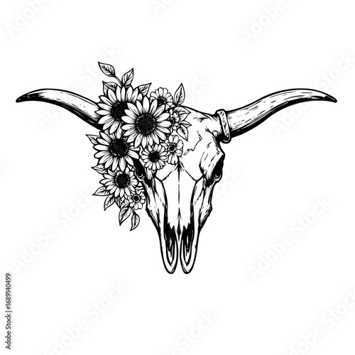 skull with flowers vector