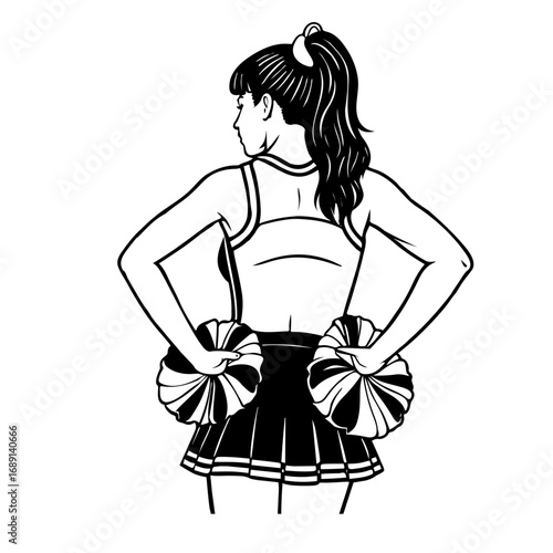 Silhouette of a cheerleader with pom poms