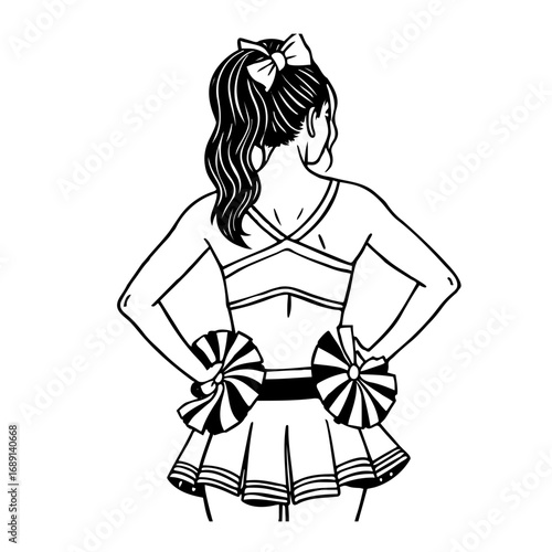 Silhouette of a cheerleader with pom poms