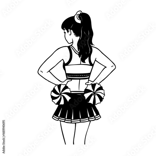 Silhouette of a cheerleader with pom poms