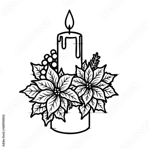 christmas candle with holly