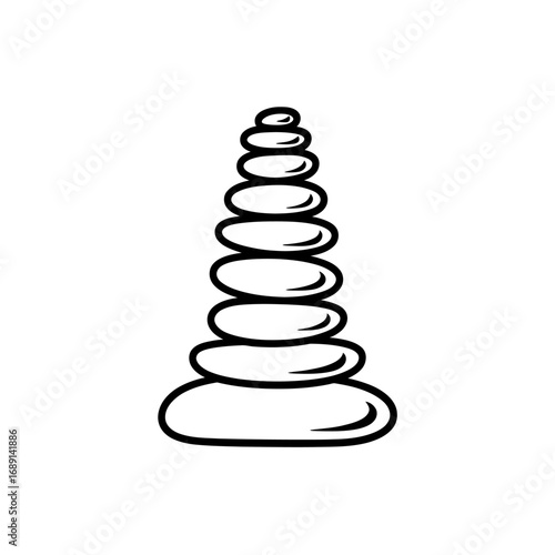 Zen Stone Tower Symbol of Balance Meditation and Relaxation in Minimalist Black and White Design Harmony and Tranquility Concept Art
