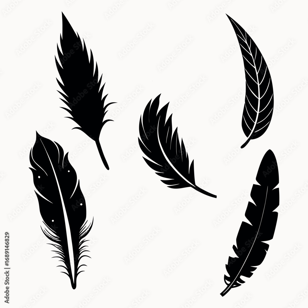 Obraz premium Artistic Feather Vector Set