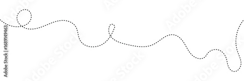 Hand drawn curve dotted line. Curly dotted line. Long dashed hand drawn squiggle. Dotted spiral curve line. Vector illustrator in eps 10.