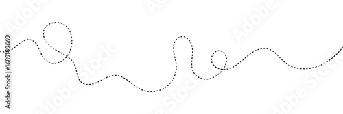 Abstract Hand-Drawn Dotted Line Collection. Dotted Spiral Curve Line. Hand Sketched Curly Border. Long squiggle dashed, loopy line vector icon vector illustrator in eps 10.