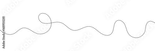 Abstract Hand-Drawn Dotted Line Collection. Dotted Spiral Curve Line. Hand Sketched Curly Border. Long squiggle dashed, loopy line vector icon vector illustrator in eps 10.