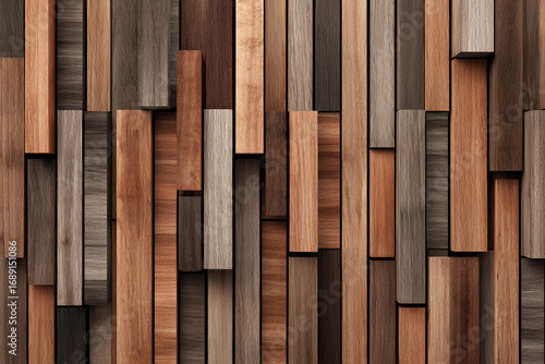Abstract wood paneling design various brown shades wood planks textured background